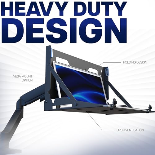 VIVO Black Flip Down 13 to 17 inch Laptop Tray Holder, Mount-FDLAP1 | Designed for Wall-Mounted Floating Workstation or VESA Stand Accessory, Space Saving, Holds 22 lbs