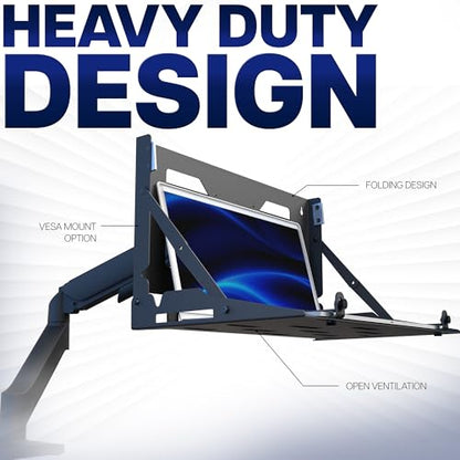 VIVO Black Flip Down 13 to 17 inch Laptop Tray Holder, Mount-FDLAP1 | Designed for Wall-Mounted Floating Workstation or VESA Stand Accessory, Space Saving, Holds 22 lbs