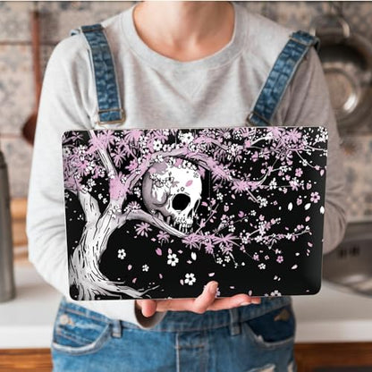 Universal Laptop Skin Sticker with 2 Wrist Pad Skins, Waterproof Scratch Resistant Vinyl Laptop Cover Decal, Cut to Fit for 11–15.6 Inch MacBook HP Dell Lenovo, Cherry Tree Skull - color: Cherry Tree Skull