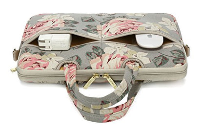 White Rose Patten water resistant Laptop Shoulder Messenger Bag Case Sleeve for 14 Inch 14.1 Inch Laptop,Laptop Briefcase - color: White Rose, size: 14-14.1 Inch