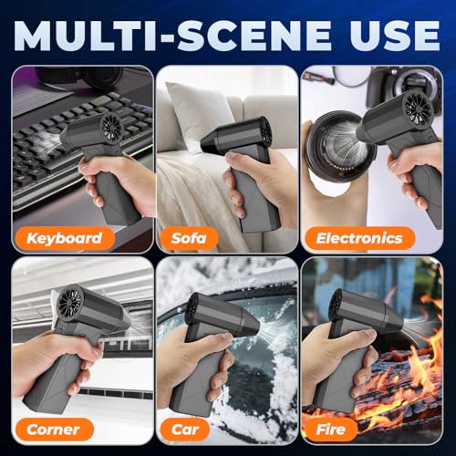 Compressed air Duster，3 Gear Adjustable 130000RPM Electric air Duster, Cordless air Blower for Laptop, Keyboard, Electronics, Replaces Compressed Air Can