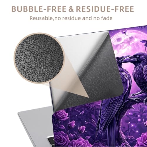 Universal Laptop Skin Sticker for 12/13/14/15.6 Inch Laptops, Reusable Vinyl Laptop Decal Cover, Waterproof Scratch Resistant Notebook Skin with 2 Wrist Pads,Purple Ravens - color: Purple Ravens