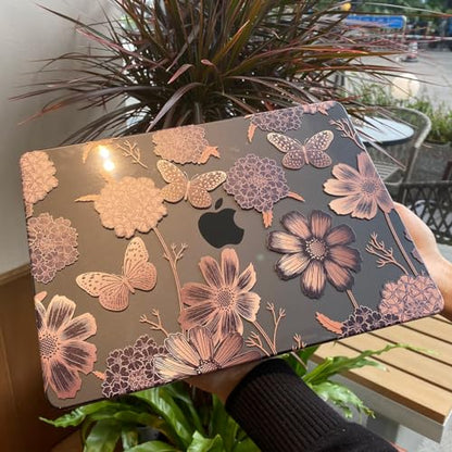 Teryeefi for M1 M2 MacBook Pro 13 inch Case 2022 2020-2016 Release (Model A2338 A2289 A2251 with Touch Bar), Plastic Hard Shell Case & Keyboard Cover & Screen Protector, Gold Flowers - color: Gold Flowers