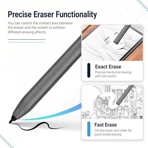 EMR Stylus Pen for Remarkable 2 / Remarkable 1, Kindle Scribe, BOOX Tablets, Battery-Free with Digital Eraser, 4096 Pressure Levels, Magnetic Pen Holder, 6 Replacement Nibs Included, Gray - style: 6 Pencil Tips-gray