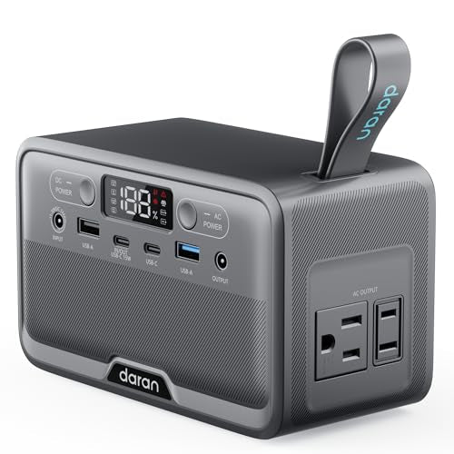 DARAN Portable Power Station 89.6Wh LiFePO4 Battery 100W(200W Peak) Solar Power Bank, Portable Charger Small Generator with AC Outlets & PD Fast Charging for Home/Laptop/Camping(Solar Panel Optional) - color: Advanced Gray