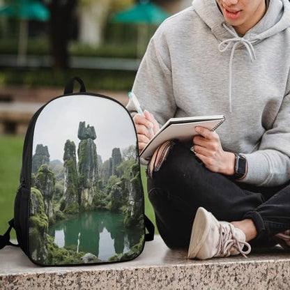17 Inch Stone Forest Laptop Backpack for Men Women Waterproof Lightweight Travel Backpack Commuter Bag Large Capacity Casual Daypack for Business Trip & Outdoor