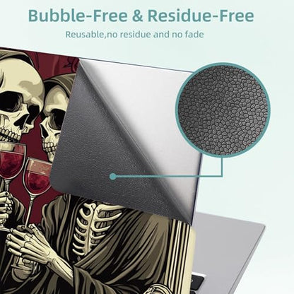 Universal Laptop Skin Decal, 3-Piece Vinyl Protector for 12 13 14 15.6" Notebook, Waterproof Anti-Scratch, Easy Trim & Bubble-Free Finish, Skeleton and His Lover - color: Skeleton and His Lover
