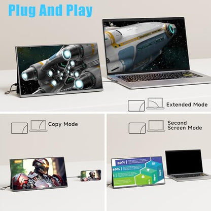 XGaming Portable Monitor 15.6 Inch 1080P FHD IPS USB-C Laptop Monitor, HDMI Computer Display w/Smart Cover & Speakers, Ultra Slim HDR Gaming External Screen for Laptop PC Phone Mac Xbox PS4 Switch