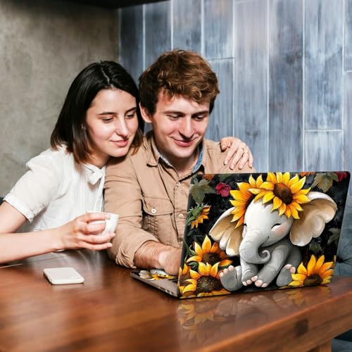 Universal Laptop Skin Sticker Decal, Compatible with MacBook HP Dell Lenovo 12"-15.6", Reusable Vinyl Notebook Cover 3PCS Set, High-Recognition Film-Sunflower Baby Elephant - color: Sunflower Baby Elephant