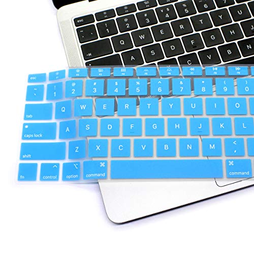 Se7enline Compatible with MacBook Air 13 inch 2018/2019/2020/2021/2022/2023/2024 Keyboard Protector Cover for MacBook Air 13-Inch Touch ID with Retina Display M1 A2337/A2179 US Layout,Aqua Blue - color: Aqua Blue