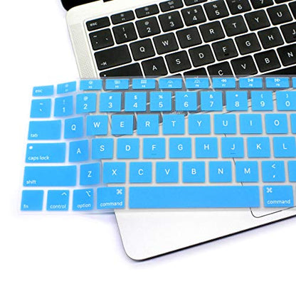 Se7enline Compatible with MacBook Air 13 inch 2018/2019/2020/2021/2022/2023/2024 Keyboard Protector Cover for MacBook Air 13-Inch Touch ID with Retina Display M1 A2337/A2179 US Layout,Aqua Blue - color: Aqua Blue