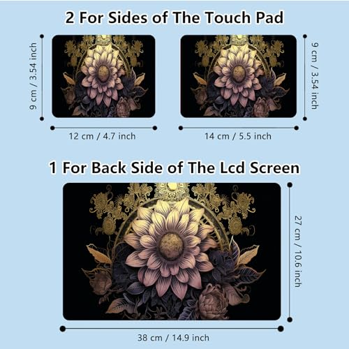 Universal Laptop Skin Sticker with 2 Wrist Pad Skins, Waterproof Scratch Resistant Vinyl Laptop Cover Decal, Cut to Fit for 11–15.6 Inch MacBook HP Dell Lenovo, Art Lotus - color: Art Lotus