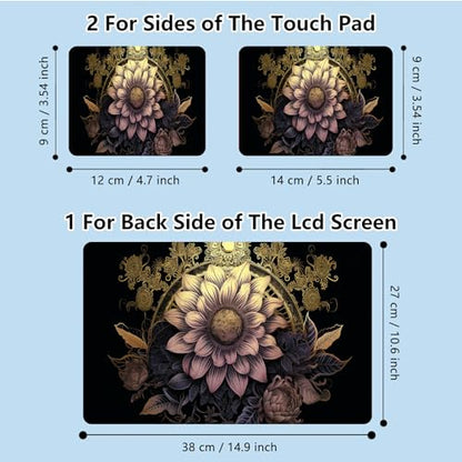 Universal Laptop Skin Sticker with 2 Wrist Pad Skins, Waterproof Scratch Resistant Vinyl Laptop Cover Decal, Cut to Fit for 11–15.6 Inch MacBook HP Dell Lenovo, Art Lotus - color: Art Lotus