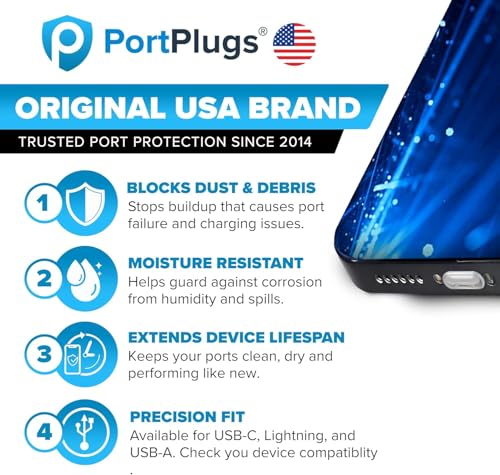 USB C Dust Plugs 50 Pack with Cleaning Brush, Charging Port Covers, Clear | Helps block dust, lint and debris, helps support reliable charging, snug low profile fit, durable flexible construction - color: Clear, 50 Pack