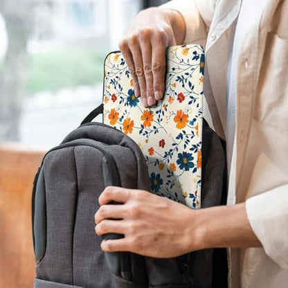 Orange, Blue and Yellow Flowers 14 Inch Laptop Sleeve Case，Handheld Waterproof/Shockproof Computer Carrying Bag Suitable for Daily Travel/Tourism/Business Trips, etc - color: Orange, Blue And Yellow Flowers