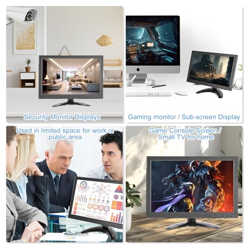10 inch FHD Small IPS Monitor LCD Display Screen 1920x1200 60Hz 16:10 with BNC VGA AV Input Built-in Lounspeakers for CCTV Security Camera DVR PC STB Game Console - color: 10 Inch 1920x1200
