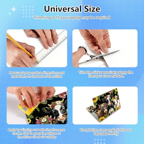 Universal Laptop Skin Sticker Decal for 11.6”12" 13" 13.3" 14" 15" 15.4" 15.6" Reusable Waterproof Scratch-Scratch Resistant Protective Vinyl Laptop Notebook Skin Stickers - Cows Flower - color: Cows Flower