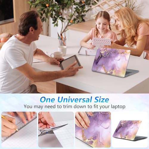 Universal Laptop Skin Sticker Decal with 2 Wrist Pad Skins, Waterproof Scratch Vinyl Cover for 11–15.6 Inch MacBook, HP, Dell, Lenovo, Cutable & Reusable,Luxury Marble Fluid Print - color: Luxury Marble Fluid Print