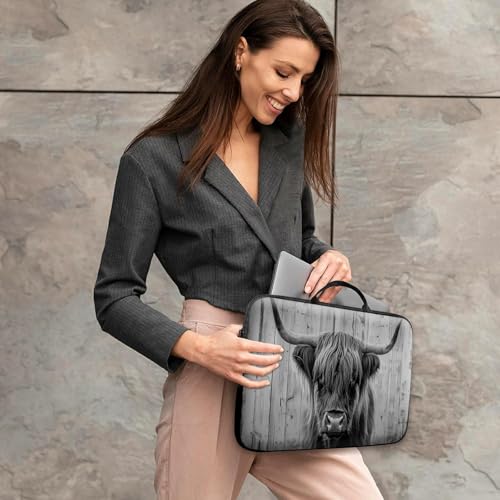 14 15 15.4 15.6 inch Laptop Handle Bag Computer Bag, Pouch Holder Notebook Sleeve Cover Soft Case Compatible for Dell,Lenovo,Toshiba HP, Asus Notebook-Highland Cow - color: Highland Cow