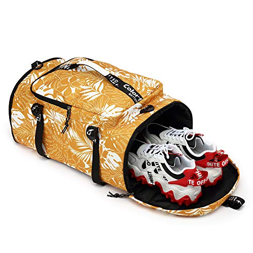 Kalesi Gym Duffle Bag Backpack 4-Way Waterproof with Shoes Compartment for travel Sport Hiking laptop - color: Mustard Yellow