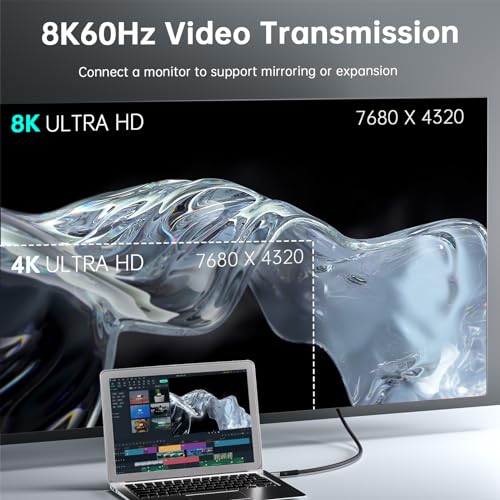 240W USB 4 Cable 3.3ft, Supports 8K@60Hz HD Display & 40Gbps Data Transfer, USB C to USB C Fast Charging for iPhone 15/Pro/Plus/Pro Max, Samsung Galaxy, Hub, Docking Station, Monitors and More - size: 3.3FT