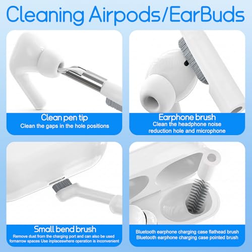 32-in-1 Keyboard Cleaning Kit iPhone Charging Port Speaker Cleaner | Multifunction Clean Tools for Airpods iPad MacBook Keyboard Earbuds Camera Computer Laptop Screen Electronics (White) - color: White