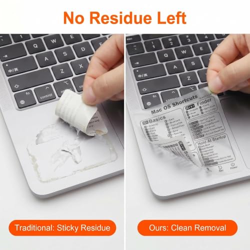 2 Pack Mac Keyboard Shortcuts Stickers for MacBook Air/Pro 13-16 Inch - Instant Shortcut Reference, Durable Clear & Matte Black Decals (2020-2026 Models, No Residue) - color: Transparent-black