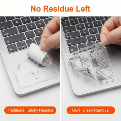 2 Pack Mac Keyboard Shortcuts Stickers for MacBook Air/Pro 13-16 Inch - Instant Shortcut Reference, Durable Clear & Matte Black Decals (2020-2026 Models, No Residue) - color: Transparent-black