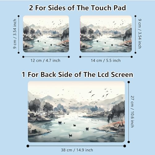 Universal Laptop Skin Sticker with 2 Wrist Pad Skins, Waterproof Scratch Resistant Vinyl Laptop Cover Decal, Cut to Fit for 11–15.6 Inch MacBook HP Dell Lenovo, Chinese Pastoral Painting - color: Chinese Pastoral Painting