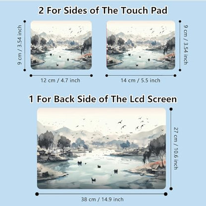 Universal Laptop Skin Sticker with 2 Wrist Pad Skins, Waterproof Scratch Resistant Vinyl Laptop Cover Decal, Cut to Fit for 11–15.6 Inch MacBook HP Dell Lenovo, Chinese Pastoral Painting - color: Chinese Pastoral Painting