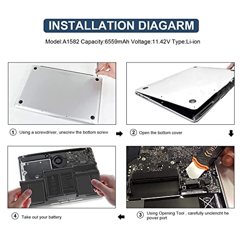TREE.NB A1502 Battery Replacement, A1582 A1493 Battery for MacBook Pro A1502 Retina 13” A1493 (Early 2015/Mid 2014/Late 2013), High Performance 11.42V / 74.9Wh - size: ‎11.22x4.12x0.35inch A1582