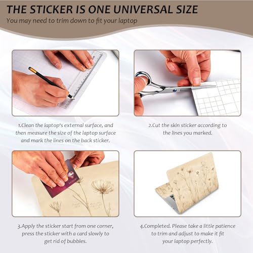 Laptop Skin 12.1-15.6 inch Removable Universal Reusable Laptop Sticker Decal,Waterproof No Residue Vinyl Cover,Scratch-Resistant Cuttable Full Wrap Sticker for Notebook, Flower Specimen Print - color: Flower Specimen Print