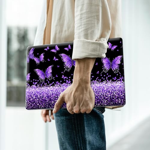 Reusable Universal Laptop Skin Sticker, Cut to Fit for 11.6–15.6 Inch Laptops, Waterproof Protective Film, No-Residue - Purple Butterfly - color: Purple Butterfly