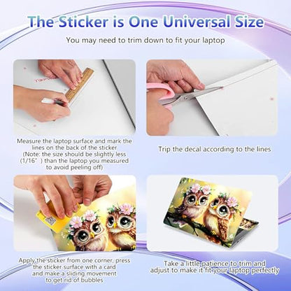 Laptop Skin Sticker Decal Cover,Two Cute Owls Flower Crowns | DIGTIALL Universal Laptop Skin Sticker, Waterproof Removable Notebook Decal Protector Cover for 12 13 14 15 Inch Laptops - color: Two Cute Owls Flower Crowns