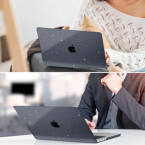 Clear Glitter Case for MacBook Air 15 Inch M5 M4 M3 M2 (2026-2023) A3448 A3241 A3114 A2941, Protective Hard Shell Cover Compatible with Touch ID & Liquid Retina Display - Star Black - color: Star Black