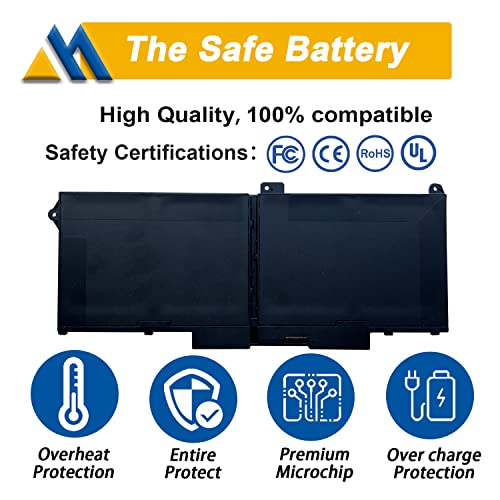 RJ40G 4-Cell 63Wh Laptop Battery Replacement for Dell Latitude 15 5520 Latitude 14 5420 Precision 15 3560 Series M033W 01K2CF 075X16 WY9DX P137G P137G001 P104F P104F001 0WK3F1 0M3KCN 15.2V 3941mAh - size: 9.66*4.06*0.22 inch RJ40G