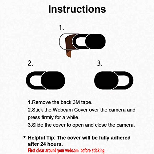 [6 Pack] Webcam Cover Slide 0.027in Ultra Thin Web Camera Cover fits Laptop, Desktop, PC, Macboook Pro, iMac, Mac mini, Computer, Smartphone,Protect Your Privacy and Security,Strong Adhensive-Black