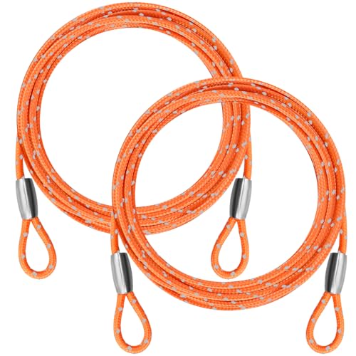 0.13IN Security Steel Cable 4/6/10/15FT Lengths Bike Lock Cable, Cable Rope, Stainless Steel Cable with Loops for Safety and Security - color: Orange, size: 6ft（2Pack）