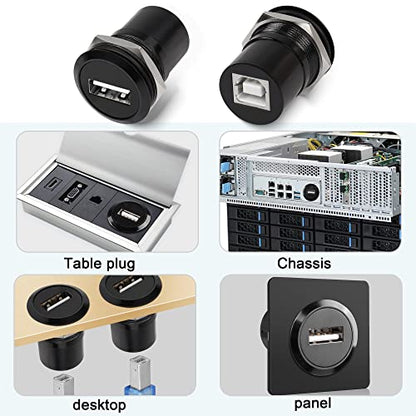 QIANRENON USB2.0 to USB B Threaded Fixed Printer Adapter USB2.0 Female to USB Type B Female Panel Mount Round Connector for PC Printer Scanner Laptop