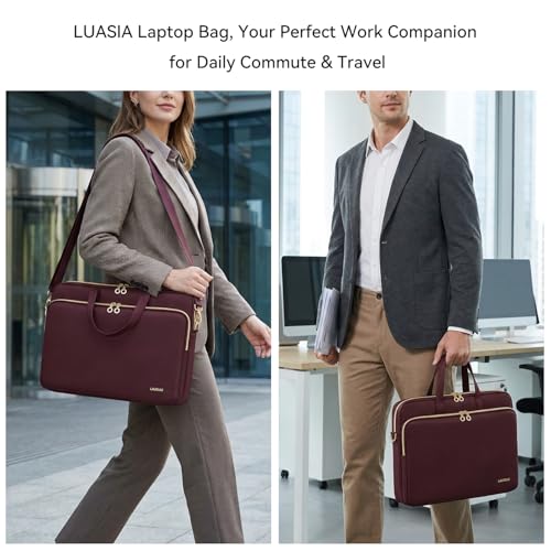 Laptop Case Bag Women Men Computer Sleeve Compatible with MacBook/Dell/HP/Acer/ASUS, Waterproof Shoulder Carrying Briefcase, Red, 17-17.3 Inch - color: Wine Red, size: 17.3 inch