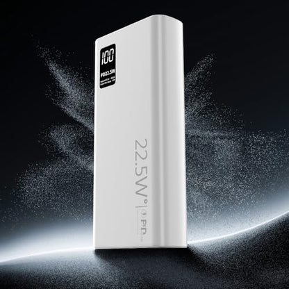 FUNNYPANDA 20000mAh Portable Charger, 22.5W USB C in & Out Power Bank Fast Charging, PD 3.0+QC 4.0 LED Display Phone Battery Man Women Heated Clothing, White - color: White