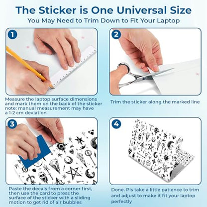 Reusable Universal Laptop Skin Sticker, Cut to Fit for 11.6–15.6 Inch Laptops, Waterproof Protective Film, No-Residue - Gothic Mystic Icons - color: Gothic Mystic Icons
