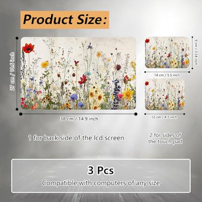 Laptop Skin Sticker for 12.1”-15.6“ Laptops (Fits 13”, 13.3”, 14”, 15”, 15.4”) | Protective Universal Reusable Vinyl Art Decal Cover | Waterproof & Scratch-Resistant-Wildflowers - color: Wildflowers