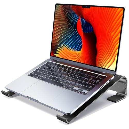 MOKURU Laptop Riser for Desk - Aluminum Ergonomic Computer Stand for Laptop Cooling - Compatible with MacBook Pro/Air, Dell, HP, Lenovo, 10-17.3'', Black - color: Black