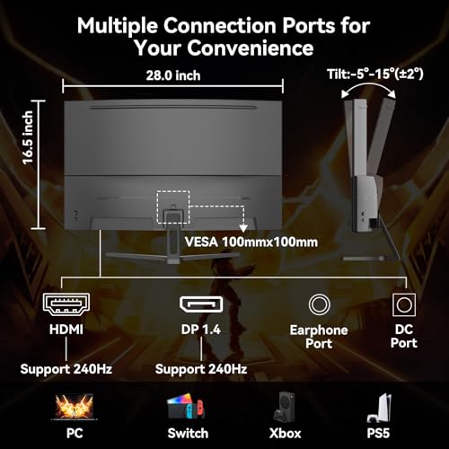 SANSUI 32 Inch Curved 240Hz Gaming Monitor High Refresh Rate, FHD 1080P | Gaming PC Monitor HDMI DP1.4, 1500R Curvature, 1Ms MPRT, HDR,Metal Stand,VESA Compatible(DP Cable Incl.) - size: 32 inch