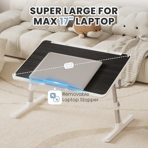 Adjustable Lap Desk, Foldable Laptop Desk for Bed, X-Large Lap Table | 23.6 x 15.7 Inches Bed Laptop Table, Laptop Stand for Couch & Sofa, Laptop Tray for Adults Writing Reading Eating, Black - color: Black