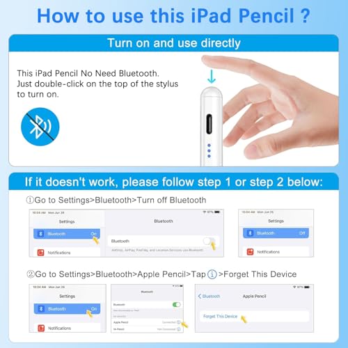 Stylus Pen for Apple iPad A16/11th 2026-2018 iPad Pencil A16/11/10/9/8/7/6,Air 11"/13" M4/M3/M2/5th-3rd,Pro 13"/12.9"/11"/M5/M4,Mini A17 Pro/6/5th Stylus Palm Rejection Tilt Sensitivity Fast Charge - color: White, size: 1pack