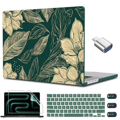 CISSOOK Compatible with MacBook Pro 14 inch Case 2026 2025 2024 2023 2022 | A3434 A3427 A3426 A3112 A3185 A3401 A2918 A2992, 5in1 Kit Hard Shell Case for MacBook Pro 14 M1 M2 M3 M4 M5, Elegant Floral - color: 14inch-Elegant Floral