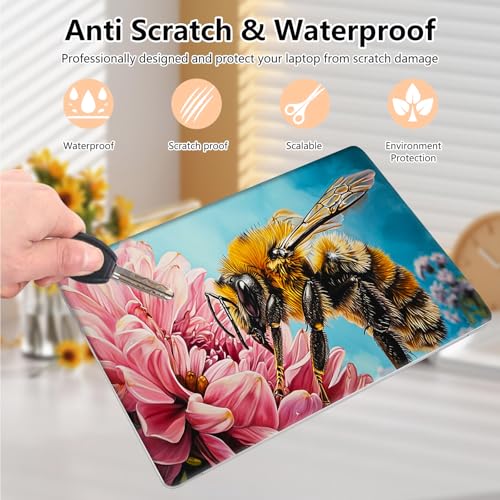 Laptop Skin Sticker Decal 15.6 Inch,12 13 13.3 14 15 15.6 in Laptop Netbook Skins for Notebook,Art Decal Removable Waterproof Scratch Resistant,Universal Vinyl Cover,Bee Pink Floral - color: Bee Pink Floral
