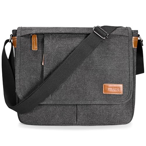 Estarer Messenger Bags for Men 13-13.3 Inch Laptop Briefcase Water Resistant Canvas Bag for Work/Office/Commute Small Shoulder Crossbody Laptop Satchel